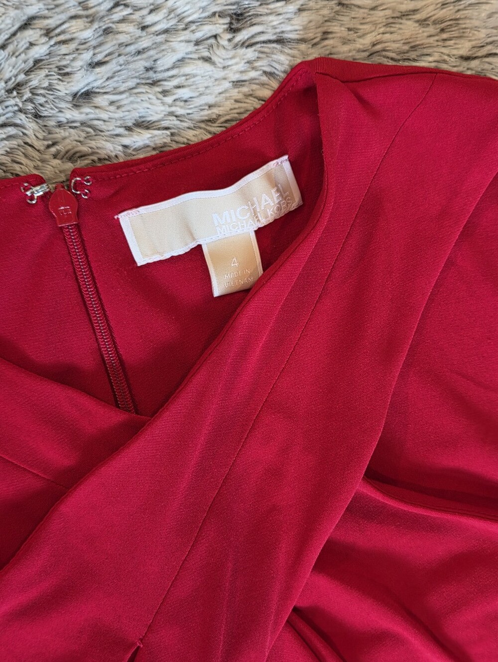 MICHAEL Michael Kors Red Twist-Neck Flared Dress Sz 4 - Picture 3 of 3